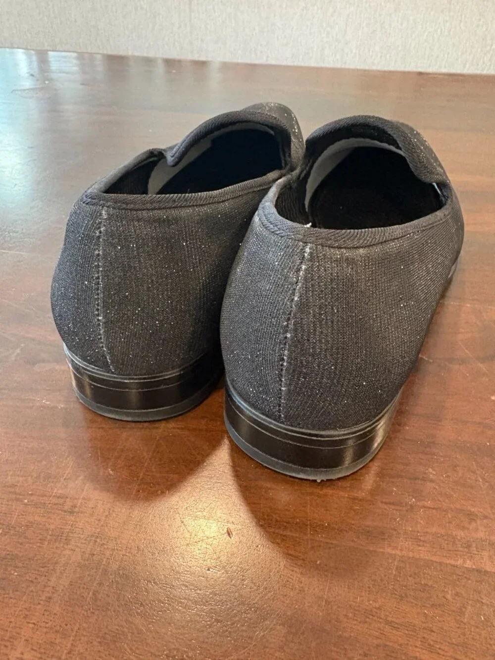 Men's Carlo Morandi Shoes Black Glitter Loafer Flats Sz 11D